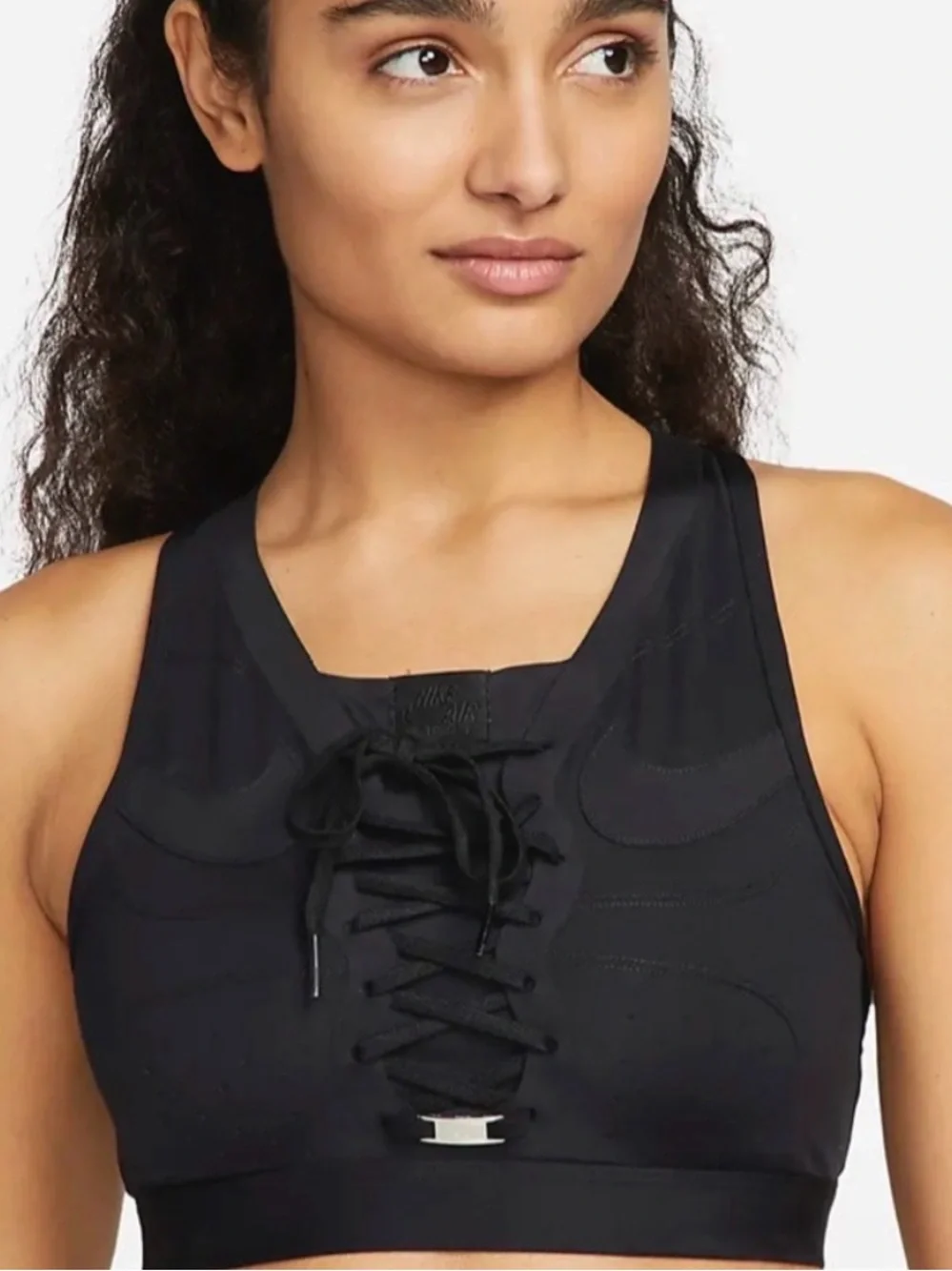 Nike AF-1 DRI-FIT Black Lace-Up Sports Bra